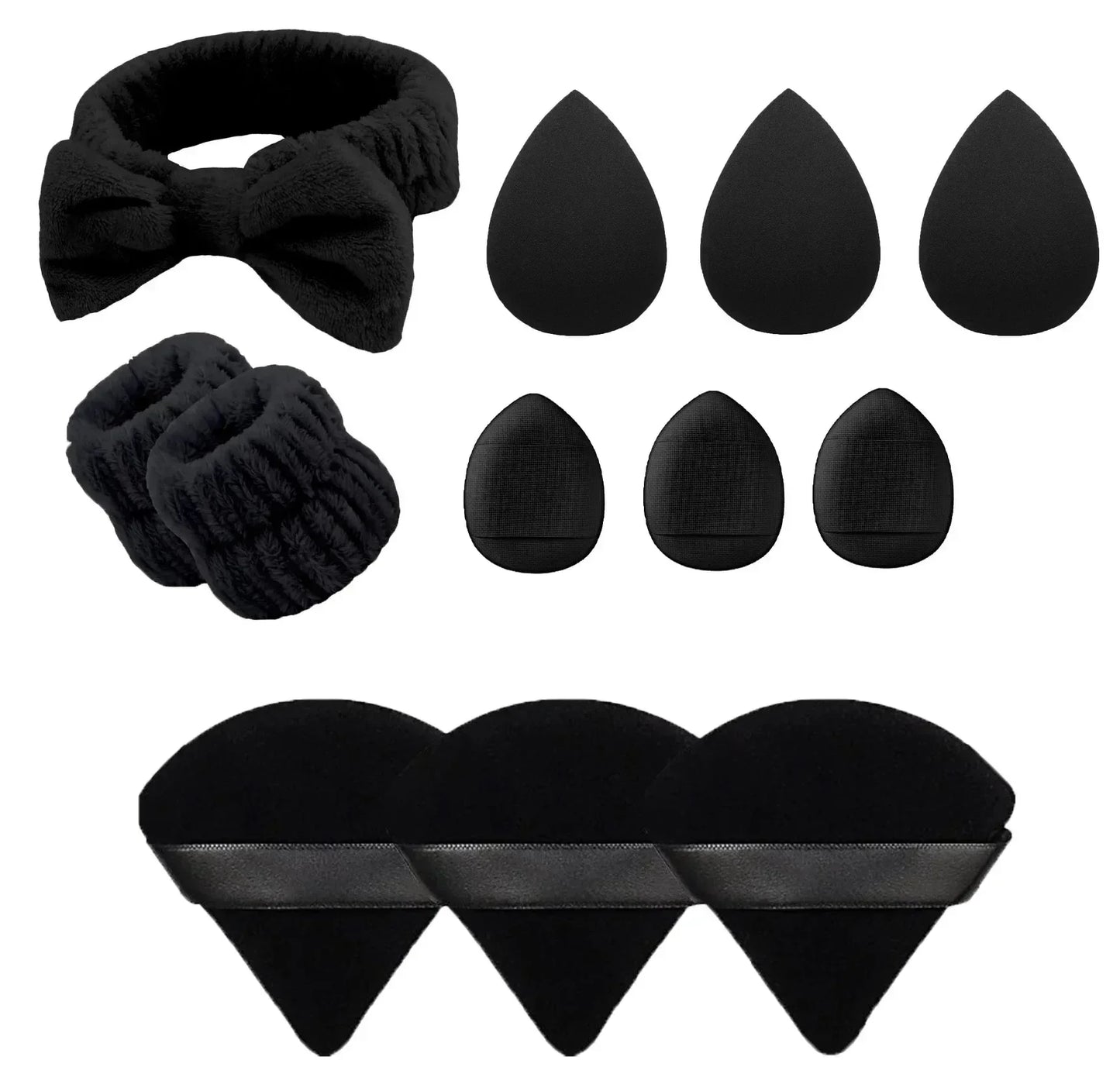 12/14Pcs Makeup Sponge Blender Beauty Foundation Sponges Cosmetic Powder Puff Wash Face Headband Wristband Make Up Accessories