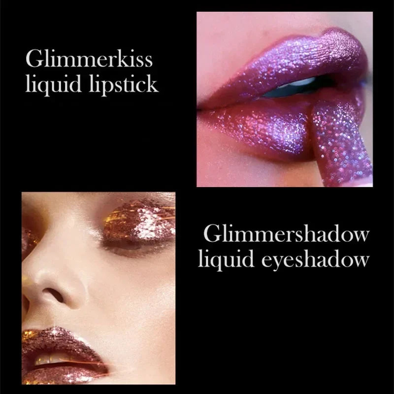 Waterproof Glitter Lipstick 7 Color Moisturizing Long Lasting Non-stick Cup Black Diamond Lipsticks Sexy Shimmer Solid Lip Gloss