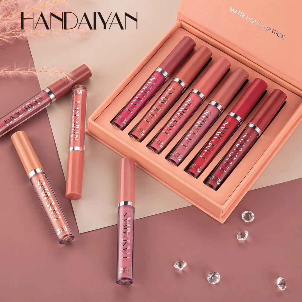 HANDAIYAN Christmas Gift 6PC/Set Matte Velvet Liquid Lipstick Waterproof Long-lasting Lip Gloss Cosmetic Keep 24 Hours Makeup