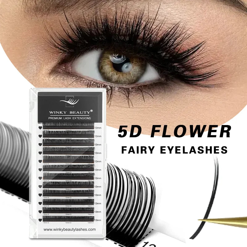 winky beauty 5D Flora Lashes 0.07mm Easy Fan Eyelash Extensions Wholesales Premade Volume 12 Rows Natural Soft Lashes