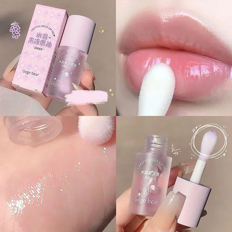 Crystal Jelly Lip Oil Hydrating Plumping Lip Coat Lipstick Moisturizing Mirror Lip Gloss Clear Lip Plumper Cosmetics Makeup