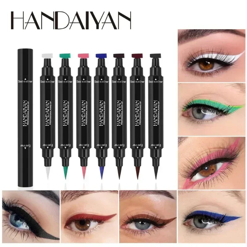 Colorful Eyeliner Stamp Triangle Dual-ended Liquid Eyeliner Waterproof Sweat-proof Quick Dry Eyeliner Makeup Seal Tool Cosmetics