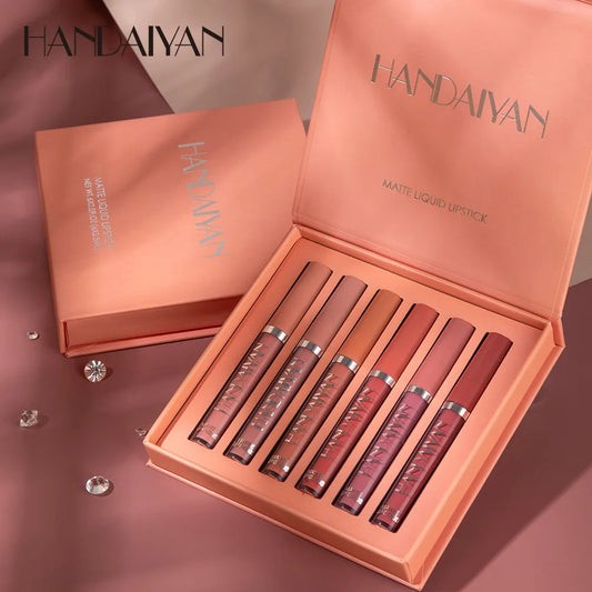 HANDAIYAN Christmas Gift 6PC/Set Matte Velvet Liquid Lipstick Waterproof Long-lasting Lip Gloss Cosmetic Keep 24 Hours Makeup