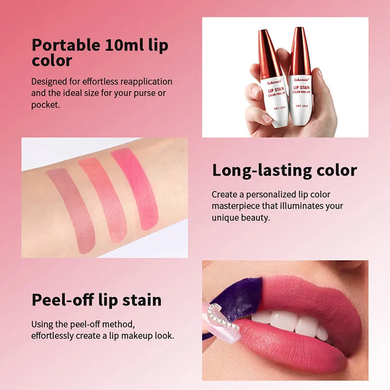 Peel Off Rose Pink Lip Gloss Matte Outline Contour Tattoo Lip Stain Waterproof Transfer Resistant Tear Off Natural Lip Tint New