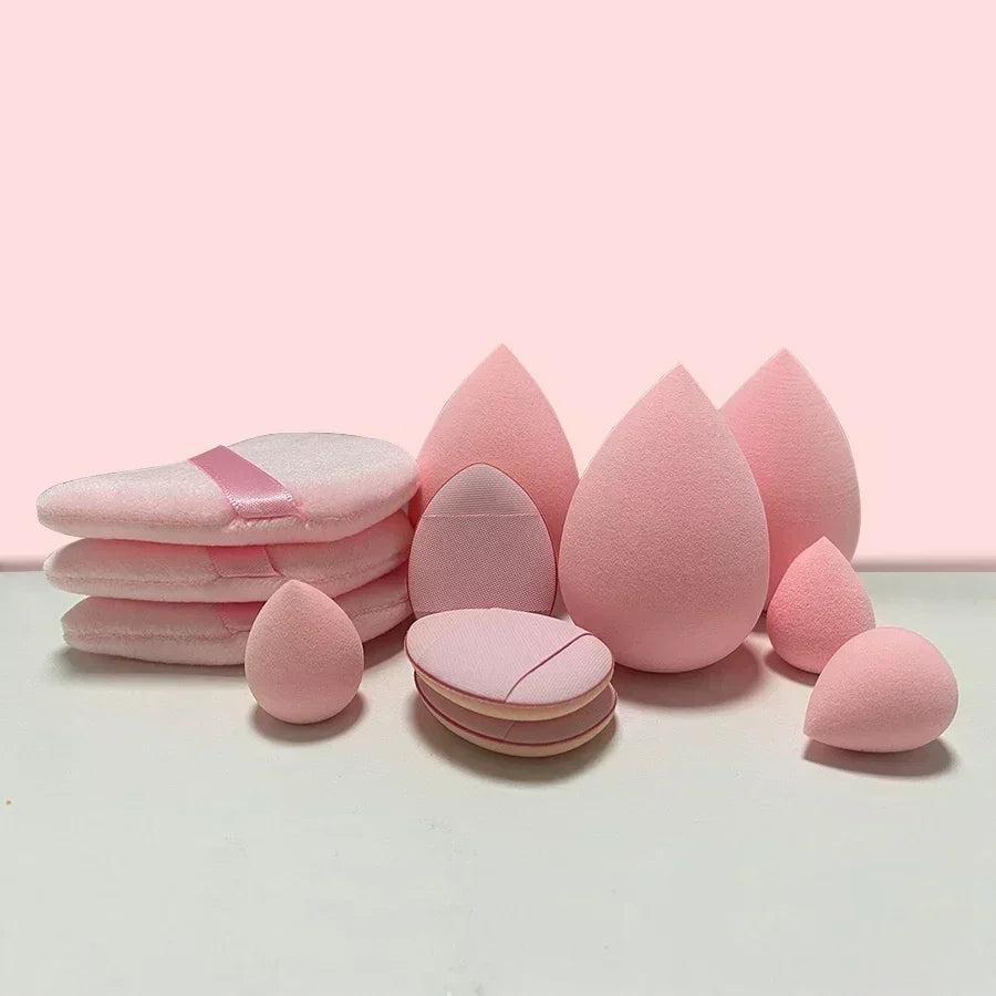 12/14Pcs Makeup Sponge Blender Beauty Foundation Sponges Cosmetic Powder Puff Wash Face Headband Wristband Make Up Accessories