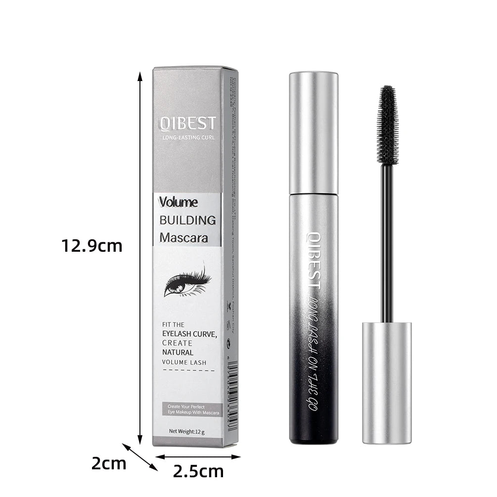 QIBEST Mascara 4d Silk Fiber Mascara Waterproof Extra Volume Smudge-proof Curling Lengthening Eyelash Extension Eye Makeup Tools