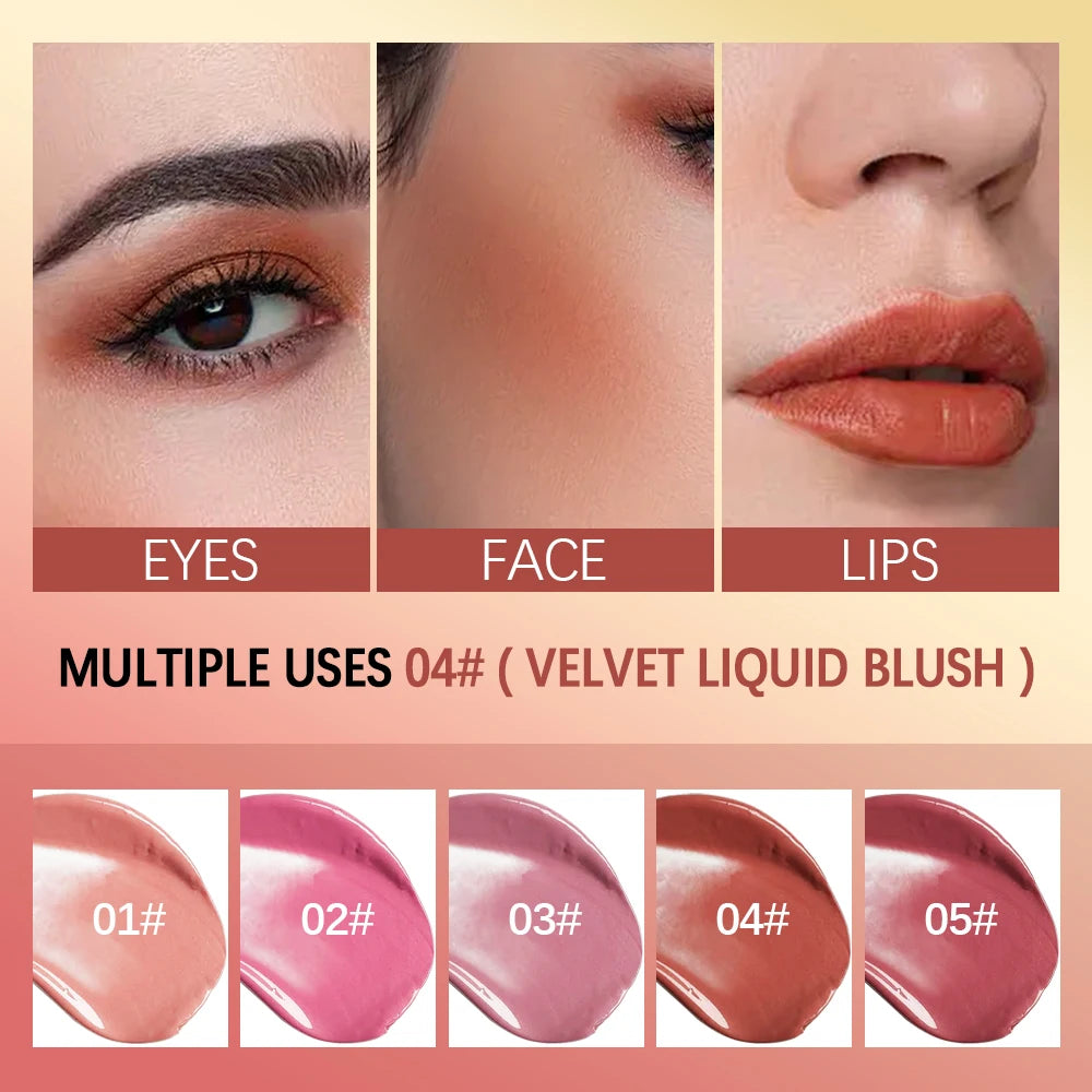 Matte Liquid Blush Velvet Blusher Orange Peach Face Pigment Lasting Beauty Natural Cheek Tint Cream Blush Makeup Maquiagem7.5ml