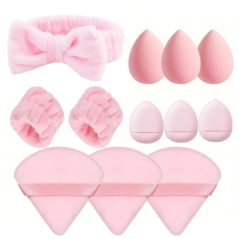 12/14Pcs Makeup Sponge Blender Beauty Foundation Sponges Cosmetic Powder Puff Wash Face Headband Wristband Make Up Accessories