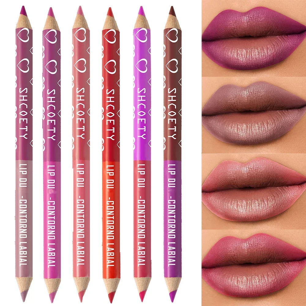 Bicolor Nude Lipliner Pen Wooden Matte Gradient Labial Liner Waterproof Lasting Lipstick Pencil Durable Lip Outline Pen Makeup