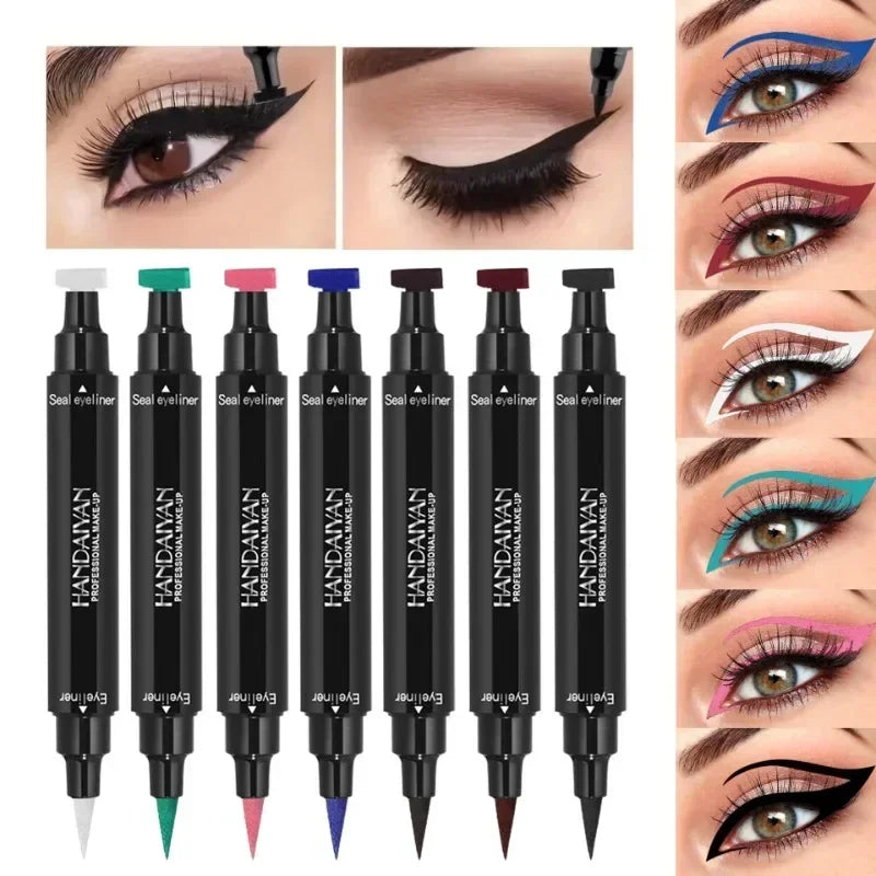 Colorful Eyeliner Stamp Triangle Dual-ended Liquid Eyeliner Waterproof Sweat-proof Quick Dry Eyeliner Makeup Seal Tool Cosmetics