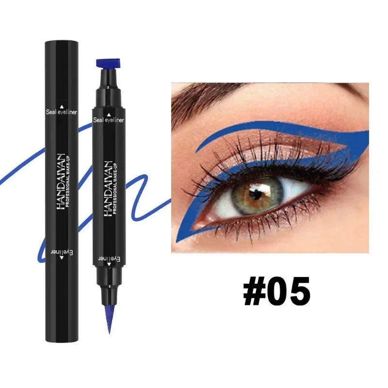 Colorful Eyeliner Stamp Triangle Dual-ended Liquid Eyeliner Waterproof Sweat-proof Quick Dry Eyeliner Makeup Seal Tool Cosmetics